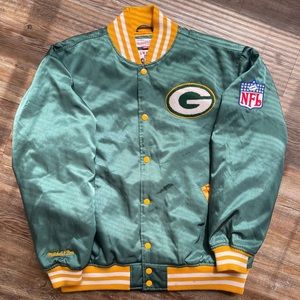 Vintage 90s Mitchell and Ness Packers Satin Bomber